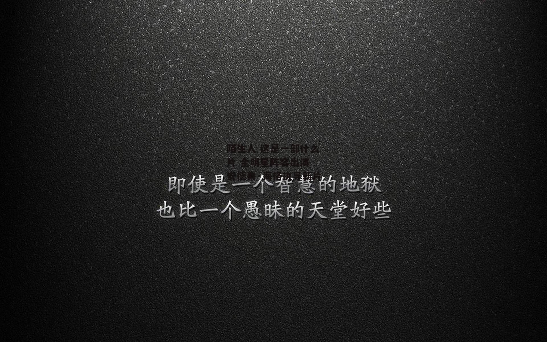 陌生人 这是一部什么片 全明星阵容出演 安德鲁·海格执导新片